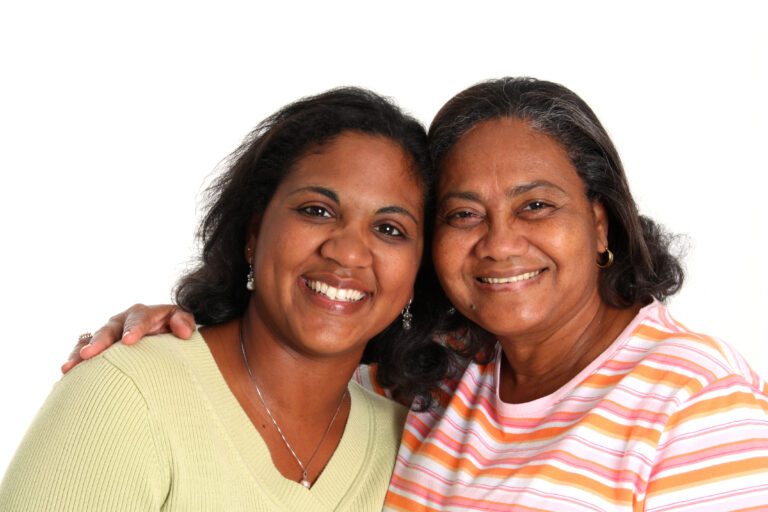 Latina Mother and Daughter Set On A White Background